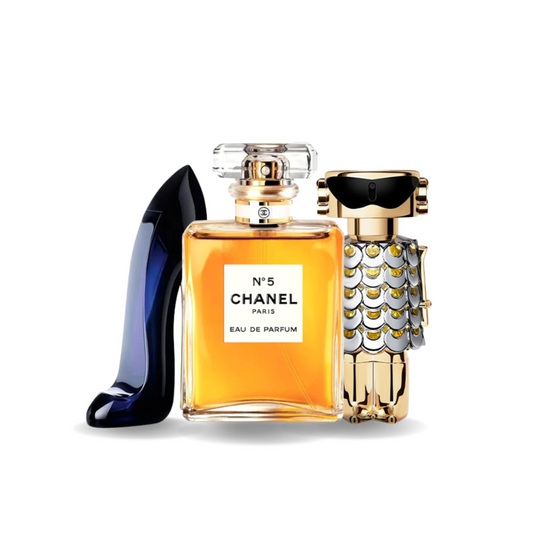 Coffret 3 Parfums: Carolina Herrera GOOD GIRL, Chanel Nº5 e Paco Rabanne FAME