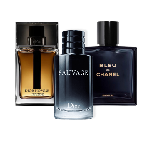 Coffret 3 Parfums: Sauvage Dior, Bleu de Chanel, y Dior Homme Intense 100ml