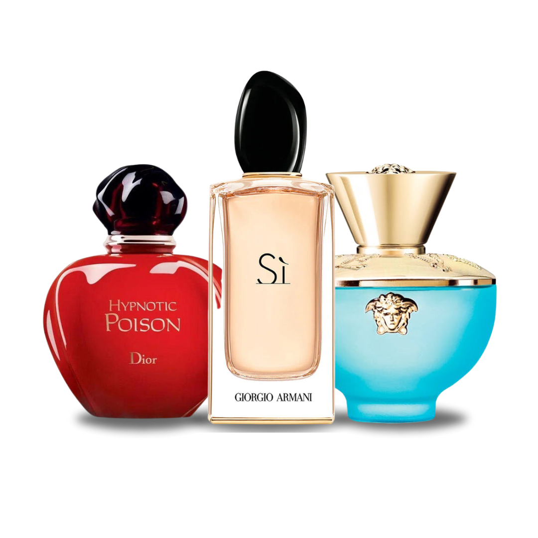 Coffret 3 Parfums: Dior HYPNOTIC POISON, Giorgio Armani SÌ e Versace DYLAN TURQUOISE 100ml