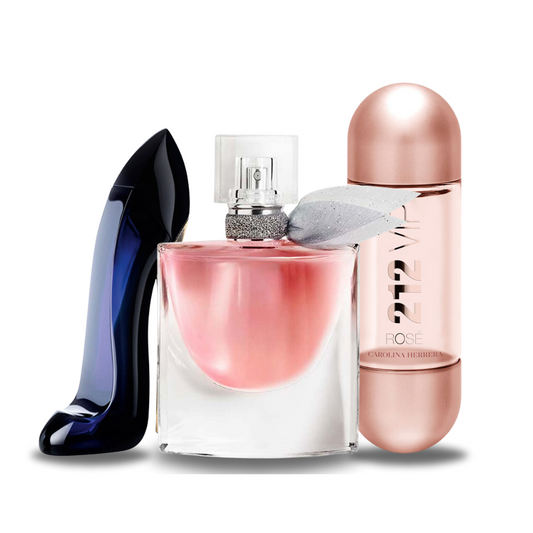 Coffret 3 Parfums: Carolina Herrera GOOD GIRL, Lancôme LA VIE EST BELLE e Carolina Herrera 212 VIP ROSÉ 100ml