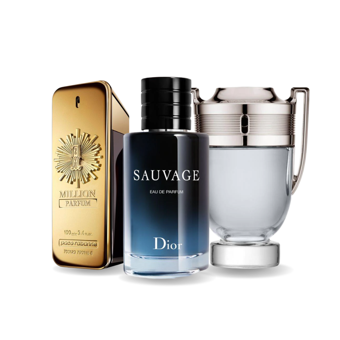 Coffret 3 Parfums: Paco Rabanne ONE MILLION, Dior SAUVAGE y Paco Rabanne INVICTUS 100ml