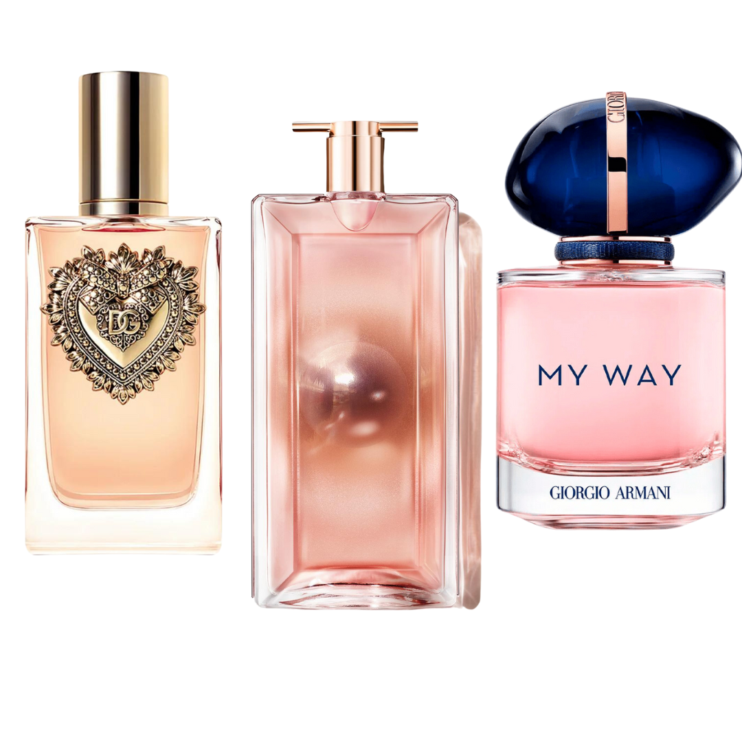 Coffret 3 Parfums: Dolce & Gabanna Devotion, My Way Giorgi Armani, y Lancôme Idôle 100ml