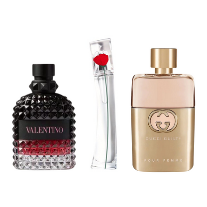 Coffret 3 Parfums: Gucci Guilt, Valentini Intense, y Flower Kenzo 100ml