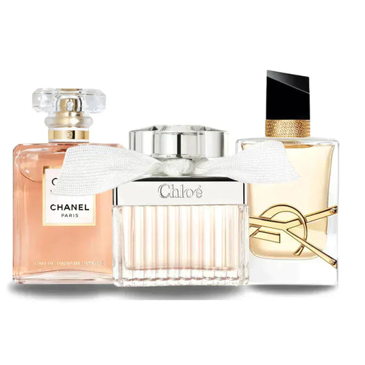 Coffret 3 Parfums: Chanel COCO MADEMOISELLE, Yves Saint Laurent LIBRE e CHLOÉ 100ml